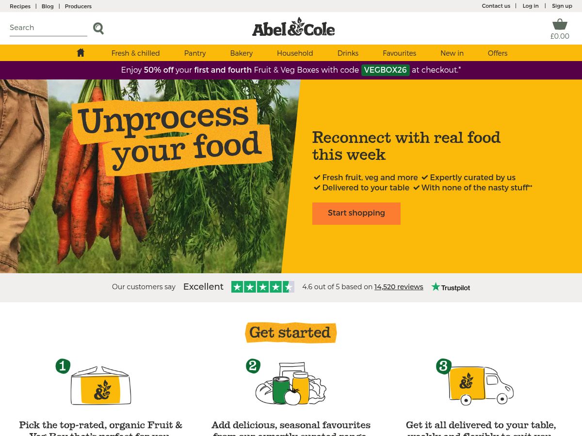 Abel & Cole website screenshot