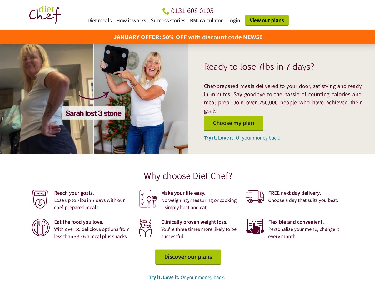 Diet Chef website screenshot