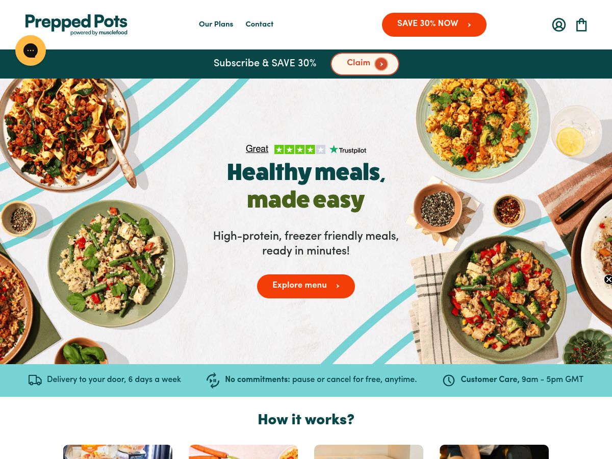 MuscleFood / Prepped Pots website screenshot