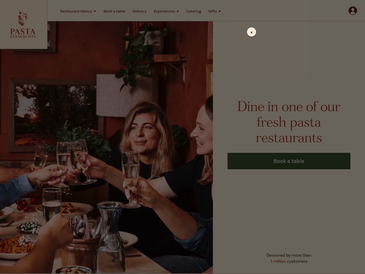 Pasta Evangelists website screenshot