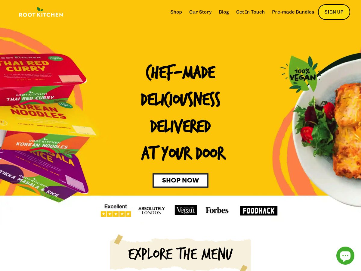 Root Kitchen website screenshot