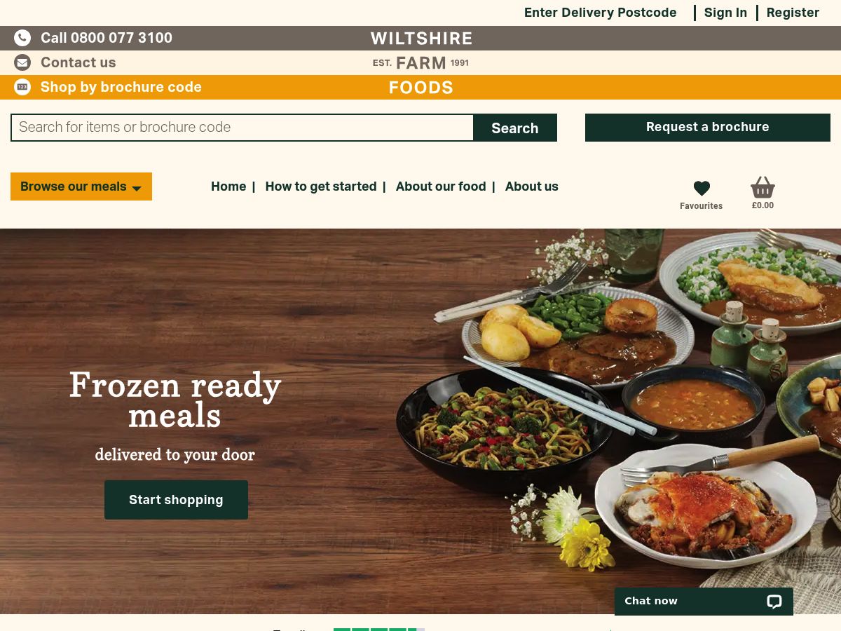 Wiltshire Farm Foods website screenshot